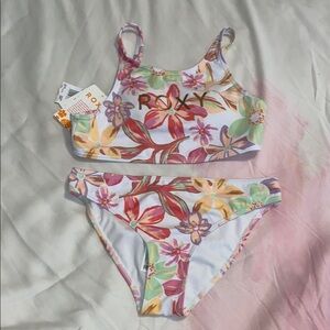 Roxy Kids 2 piece Swim Set - Floral Girls Size 12 New
